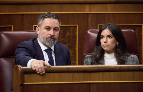 ep el presidente de vox santiago abascal y la portavoz de vox en el congreso pepa millan durante una