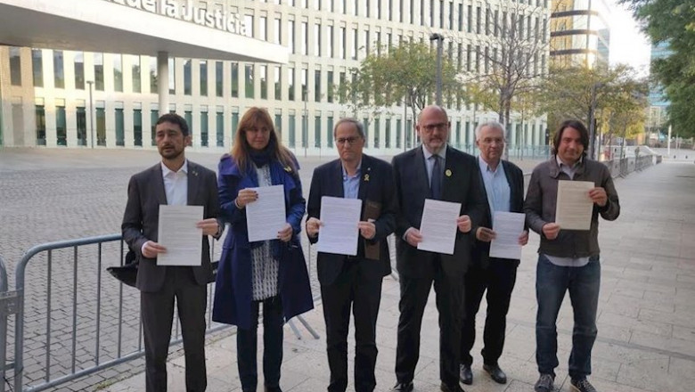 Torra acude a Ciutat de la Justicia para presentar su autoinculpación junto con D.Calvet, L.Borràs, E.Pujol, J.M. Forné y Francesc de Dalmases | EUROPA PRESS ep torra acude a ciutat de la justicia para presentar su autoinculpacion junto con dcalvet lborrs