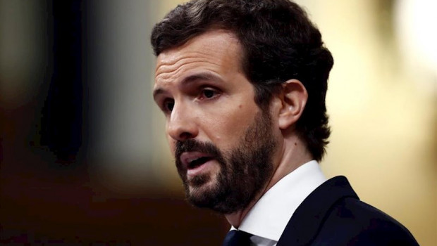 ep el lider del pp pablo casado durante su intervencion en el pleno del congreso en madrid espana a
