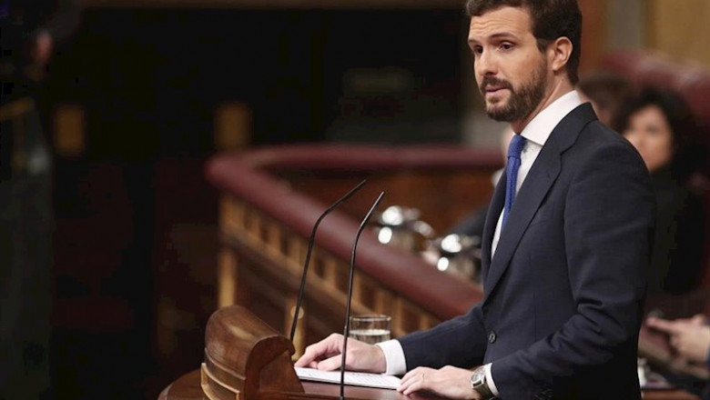ep el presidente del partido popular pablo casado durante su intervencion en la segunda sesion de